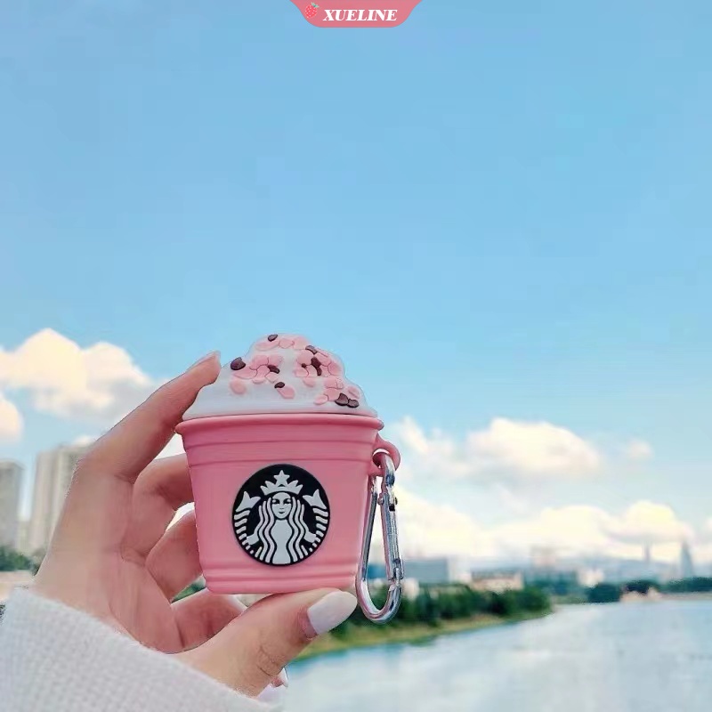 Casing Soft Case Silikon Bentuk Cangkir Kopi Pink Untuk Airpods 1 / 2 / 3 / Pro