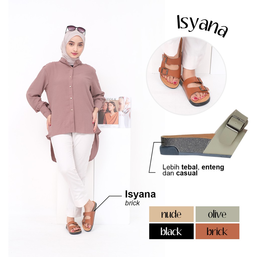 Alivelovearts Isyana Sandal Gunung Two Strap Sendal Flat Selop Unisex