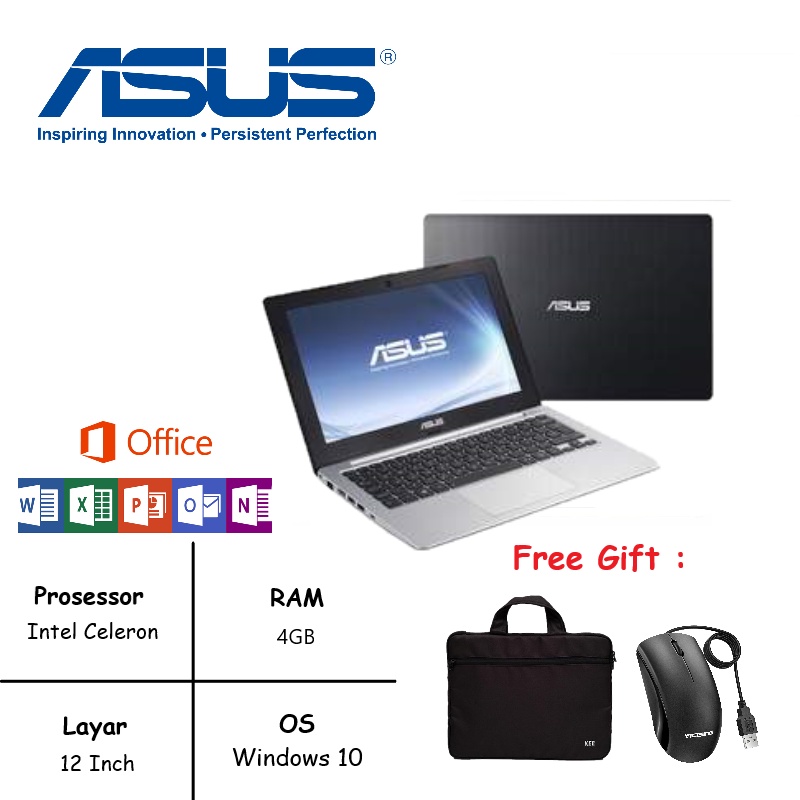 NOTEBOOK ASUS X201 RAM 4GB SSD 240GB WIN 10 [FREE MOUSE]