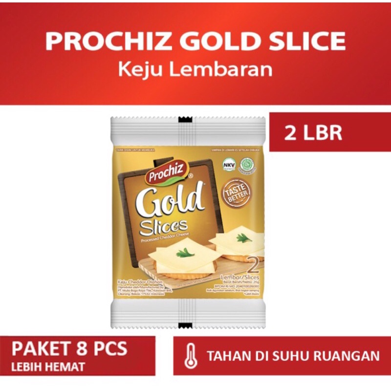 Keju Prochiz gold Slice 1 renceng isi 8x2 lembar Cheese Slices