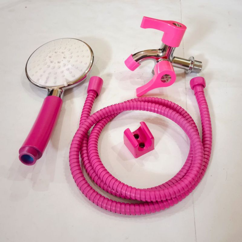 Promo Paket Shower Mandi Bulat Besar Mode 3 Semburan Air Drat 1/2&quot; Pink