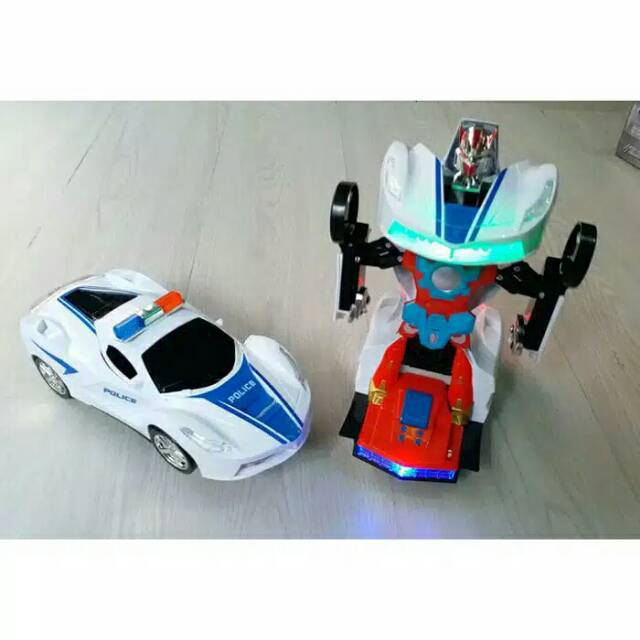 Mainan anak mobil robot polisi Transformers