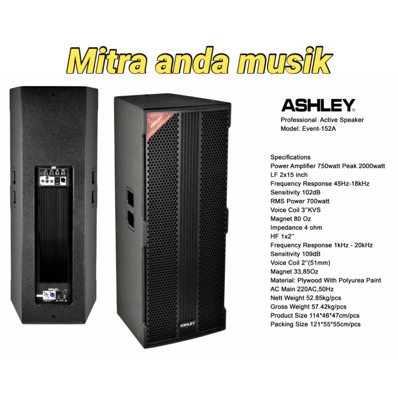 Speaker aktif ashley event152a doble 15" kwalitas bagus outdoor indoor