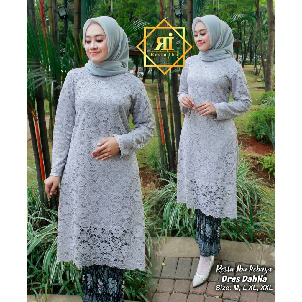 RES&gt; SET Kebaya tunik brokat - kebaya tunik adelia luna - kebaya brokat import - baju tunik pesta