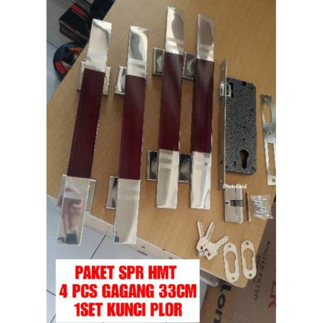 Promo Paket komplit kunci pintu kupu2/double 4 gagang pintu + body pelor pintu dua kupu kupu 1 set kunci pelor+4pcs ph 33 cm bhn stanlis,kunci pintu