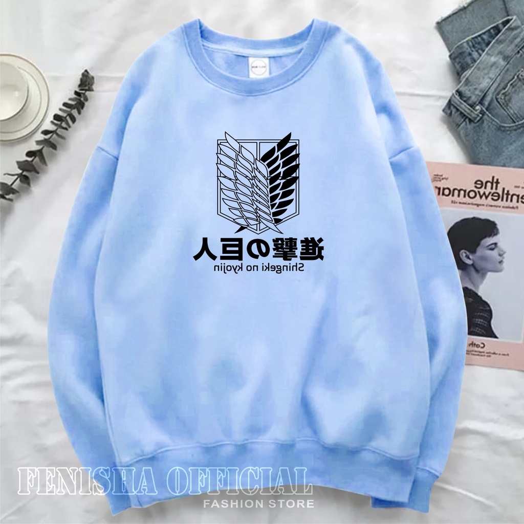 FenishaStore Sweater Crewneck Wanita Anime Shingeki No Kyojin Size M-L-XL-XXL Bisa Bayar Ditempat