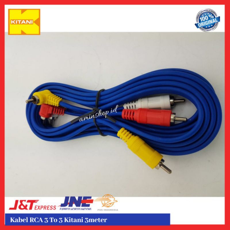 Kabel Kitani RCA Audio 3 in 3 Panjang 3 M High Quality Super Murah