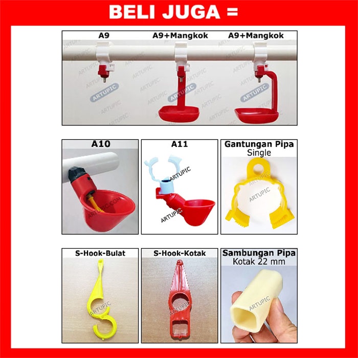 Gantungan Pipa BULAT KOTAK | S-hook S-hanger Jalur Minum Kandang Ayam