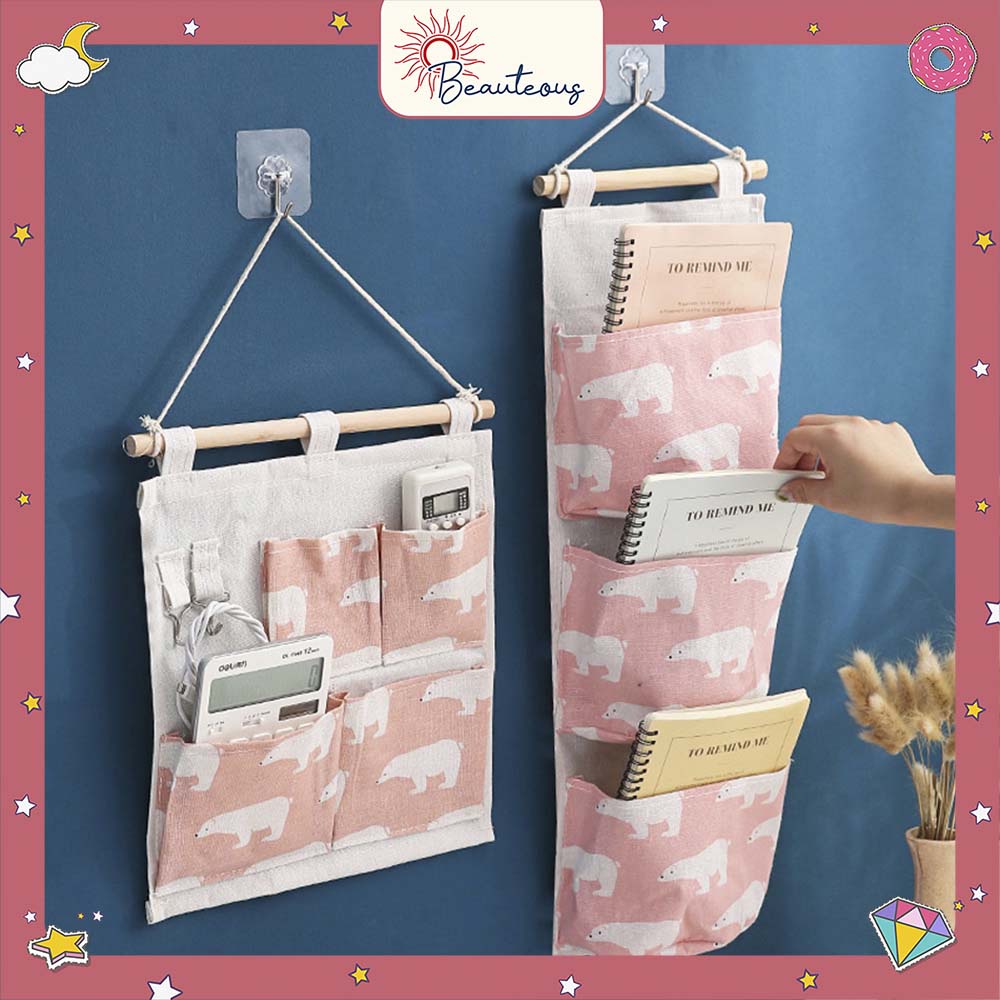 Pouch Gantung Sekat 3 7 Rak Gantung Hiasan Dinding Storage Bag Korea Hanging Organizer