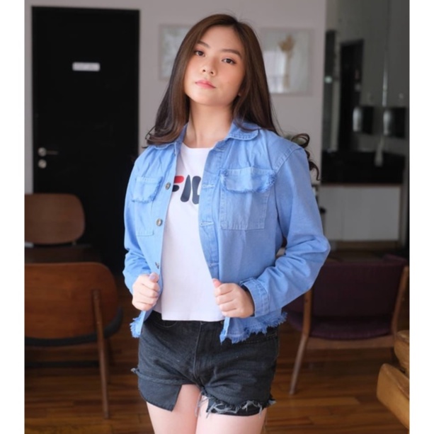 JACKET JEANS WANITA AQUABLUE JACKET RAWIS