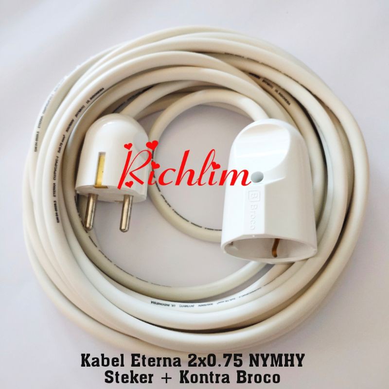 Kabel Sambungan Listrik/sambungan colokan listrik/steker Broco+kontra Broco kabel Eterna 2x0.75 mm²