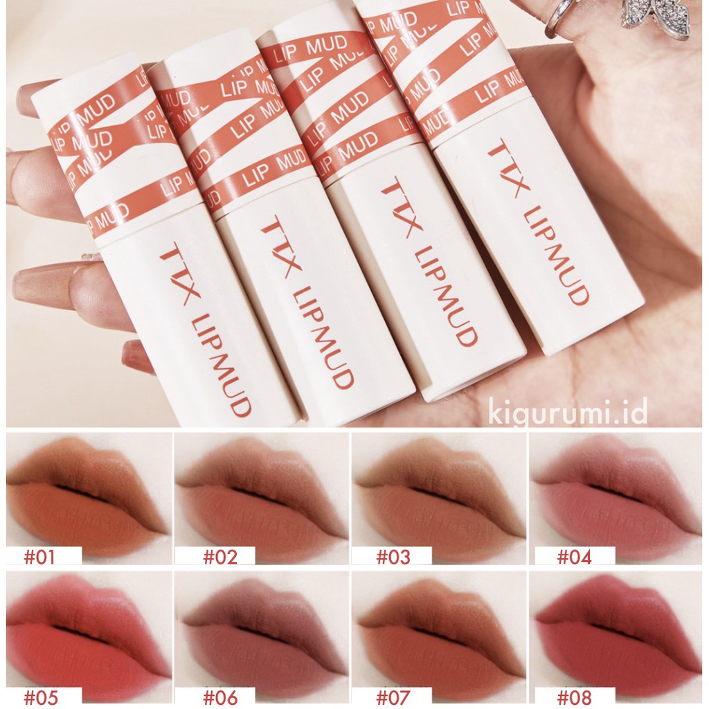 TTX Lip Mud Cream Matte Lipstick Waterproof/Tahan Lama Lip Tint Long Lasting Lip &amp; Cheek Clay XX005
