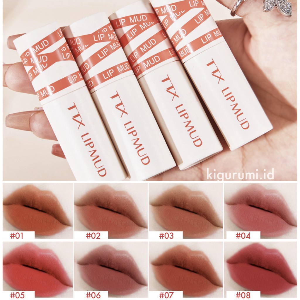 TTX Lip Mud Cream Matte Lipstick Waterproof/Tahan Lama Lip Tint Long Lasting Lip &amp; Cheek Clay XX005