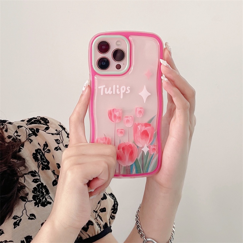 Case Bahan tpu Silikon Motif Bunga Tulip Beruang Untuk Iphone 11 12 13PROMAX X XS XR XSMAX 6 7 8 plus