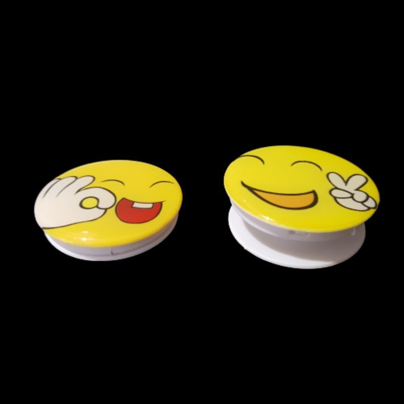 EMOJI POP SOCKET GRIP / phone ring stand smiley bahan glossy anti luntur