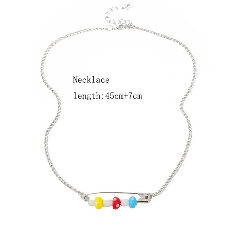 Agustinina Kalung Jamur Gadis Kepribadian Wanita Liontin Multicolor Bintang Bulan Mutiara