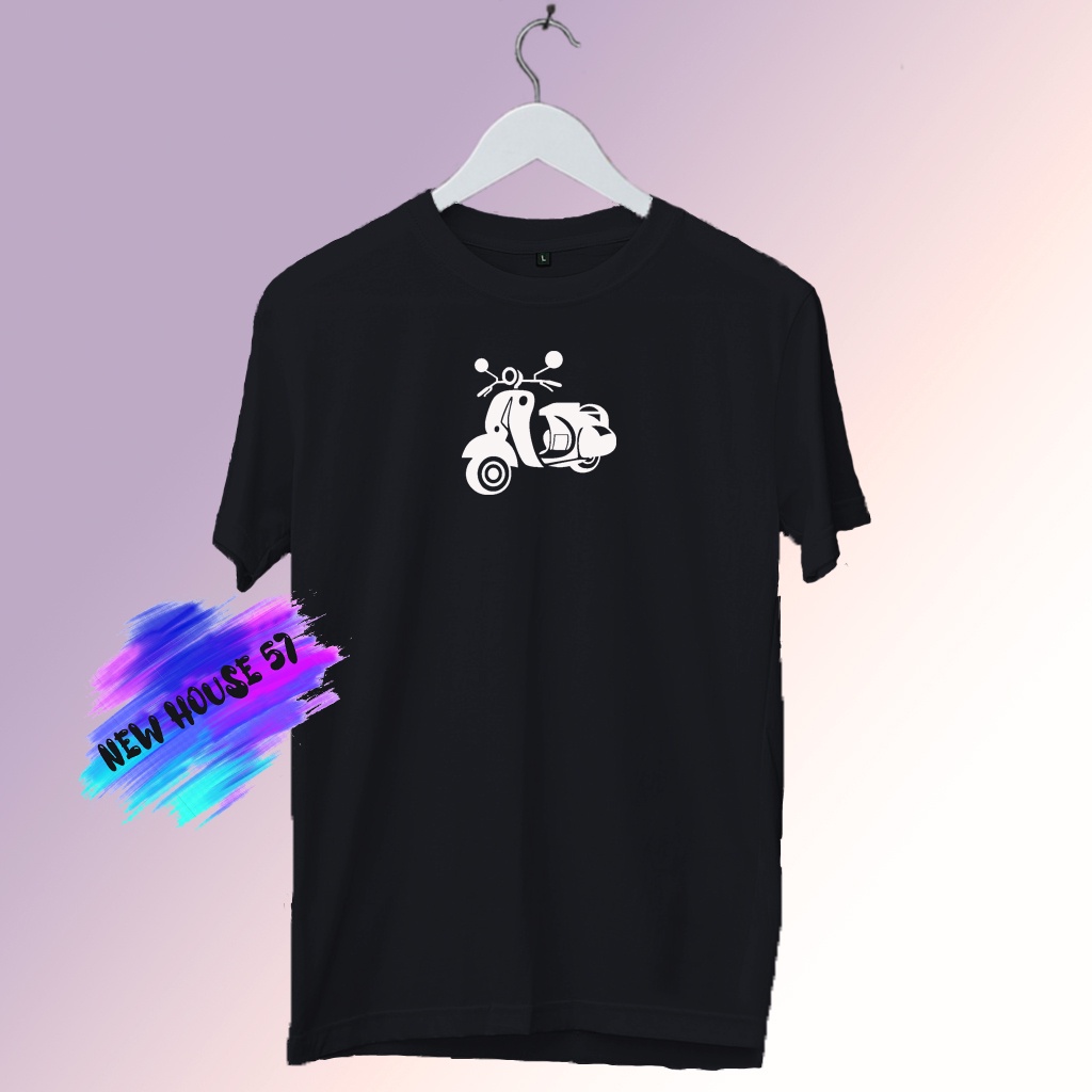 Kaos Distro Vespa Cowok Cewek Katun Combed / Baju Kaos Pria Wanita Distro Dewasa Jumbo Oblong Laki L