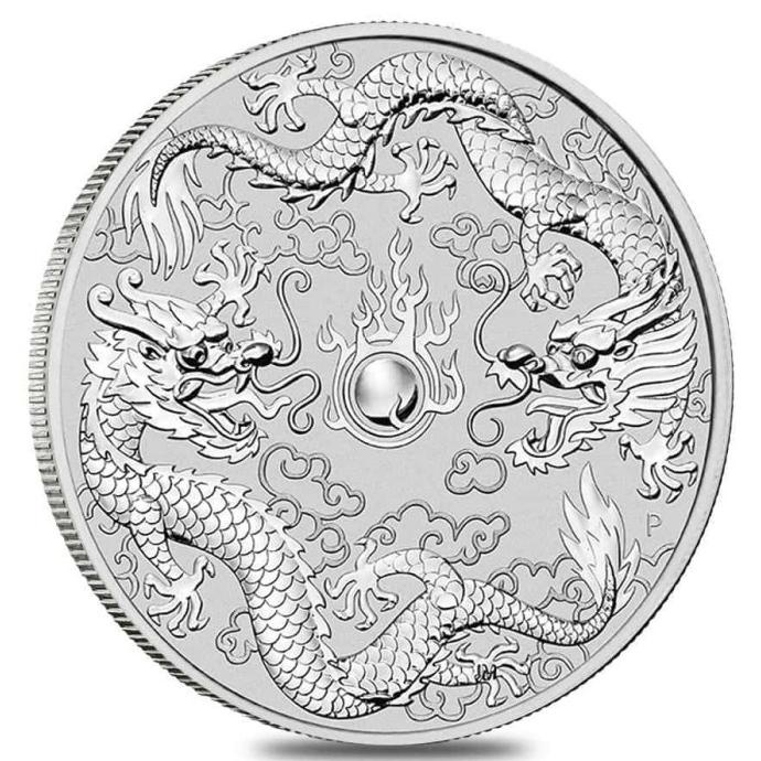 Koin Perak 2019 1oz Silver Coin Double Dragon Perth Mint 1 oz Naga