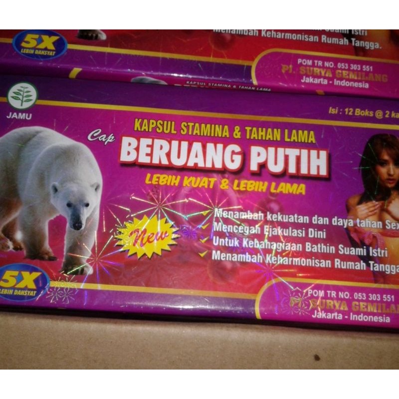 jamu beruang putih kapsul isi 12 saset jamu penambahan stamina pria
