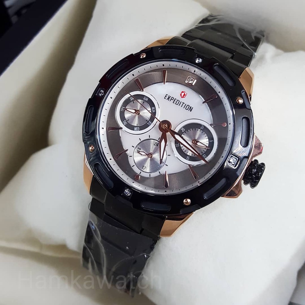 jam tangan / Watch_Id wanita expedition original e6760 black rose gold