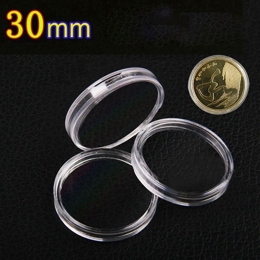 MXBEAUTY 10 Pcs Collecting Box 30mm Round Plastic Cases Capsules Holder New Coins Box Acrylic Clear Coin Storage/Multicolor