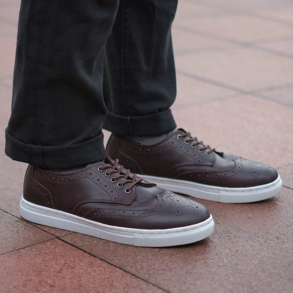 Nelson Brown | Sepatu Casual Sneakers Kasual Polos Ori Pria New Lokal Footwear Jalan | FORIND Kenzio