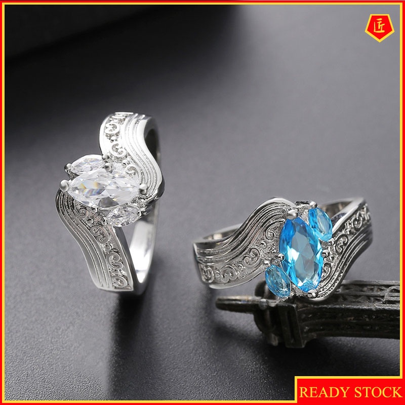 [Ready Stock]Creative 925 Silver Inlaid Horse Eye Diamond Ring