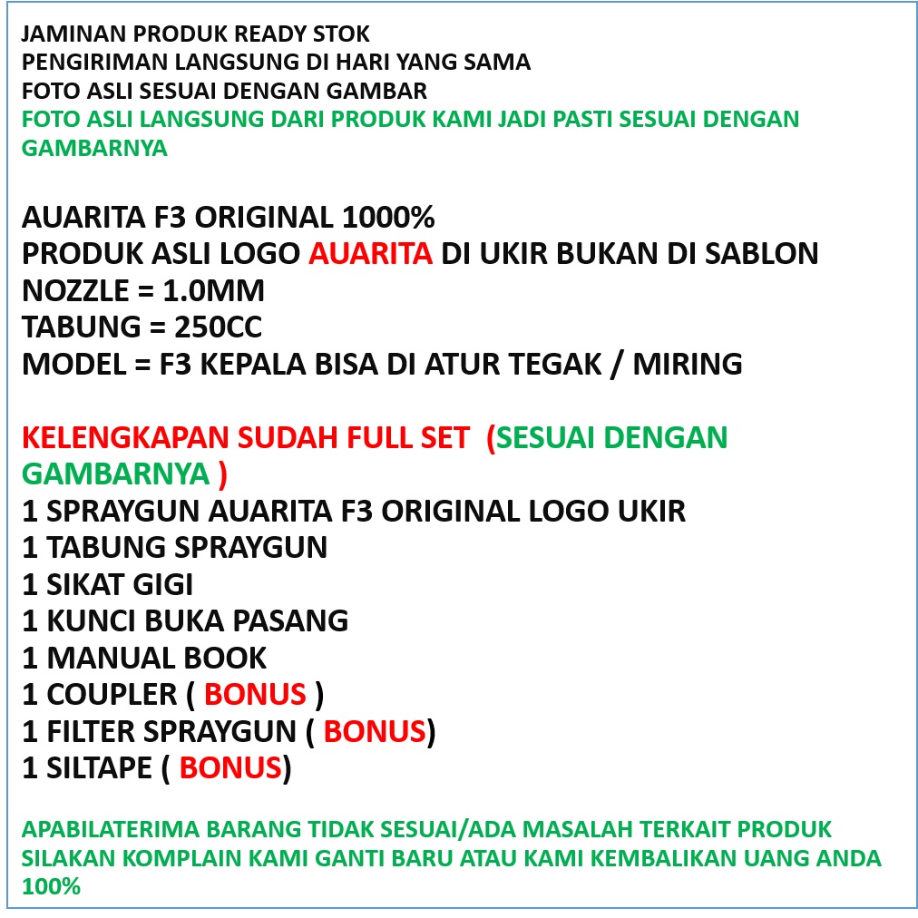 SPRAY GUN AUARITA F3 ORIGINAL SPRAYGUN
