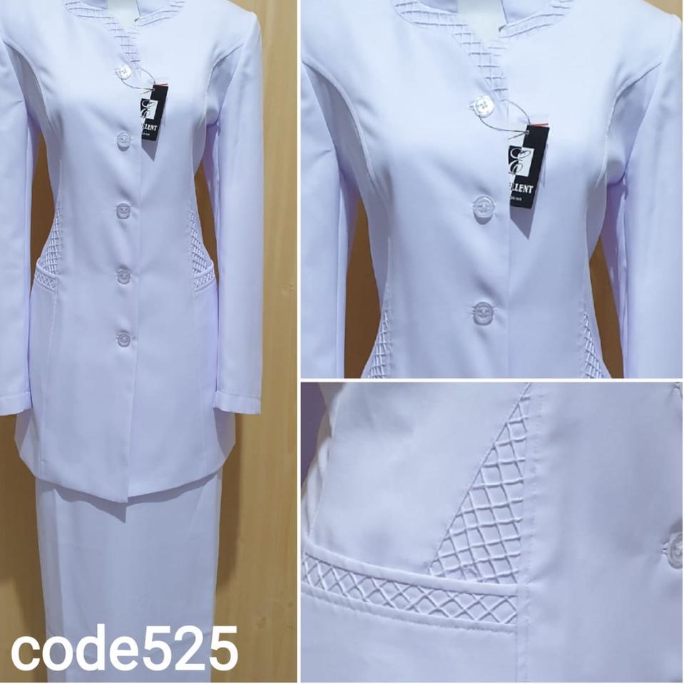 Terlaris.. Blazer Wanita Putih Set Celana Baju Seragam Dinas Wanita Putih Set Rok A Seragam PNS ASN 