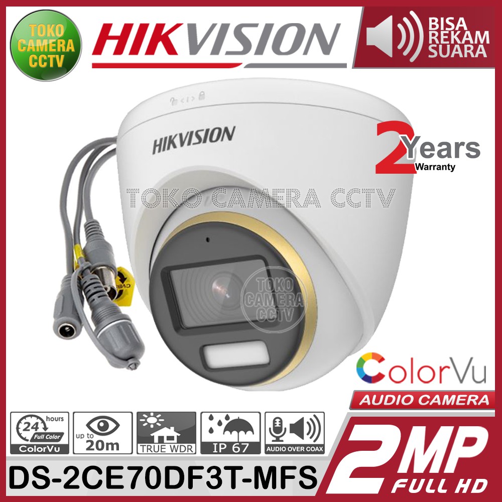 KAMERA CCTV HIKVISION 2MP COLORVU DS-2CE70DF3T-MFS AUDIO