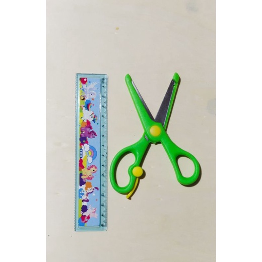 gunting anak/gunting kecil aman/gunting pegangan plastik + stainless safety scissors import/gunting kertas untuk anak TK SD