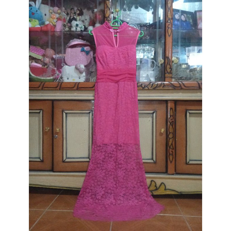 DRESS BROKAT CANTIK WARNA PINK FANTA (PRELOVED)