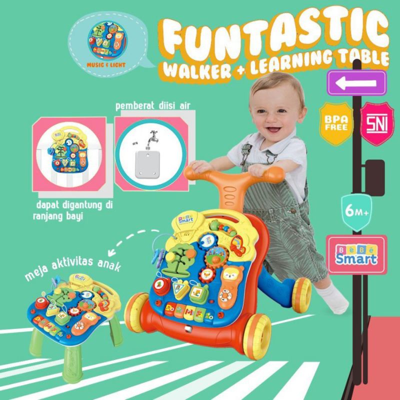 SPD54 BEBE SMART MAINAN ANAK FUNTASTIC WALKER AND LEARNING TABLE