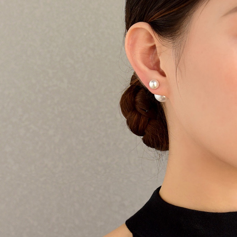 Anting Mutiara Depan Belakang Klasik Antik Elegan Aksesoris Korea Wanita