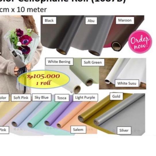 

ⅎ Color cellophane roll matte barang florist kertas wrap bunga paper plastik 1087B ♙