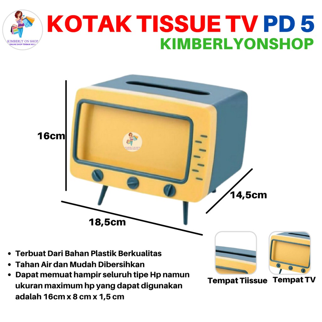 Kimberlyonshop Kotak Tisu Tempat Tissue Hp TV Portable Box Holder Hp