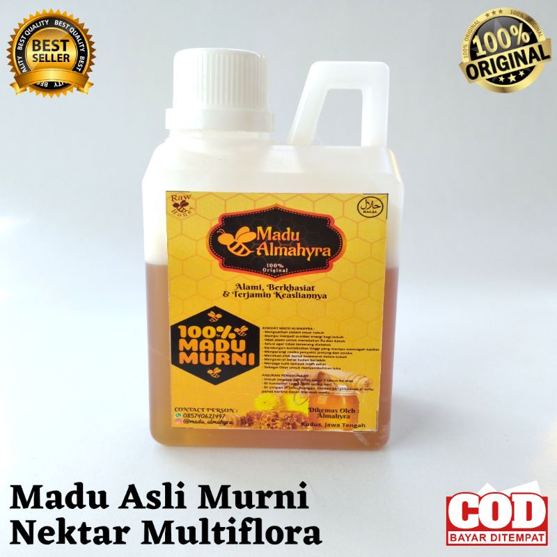 

Madu Asli Multiflora 500 gram . 100% Murni Pure Raw Honey Almahyra . Tanpa Proses tanpa Campuran Apapun . Kudus Jawa Barat Timur Tengah .