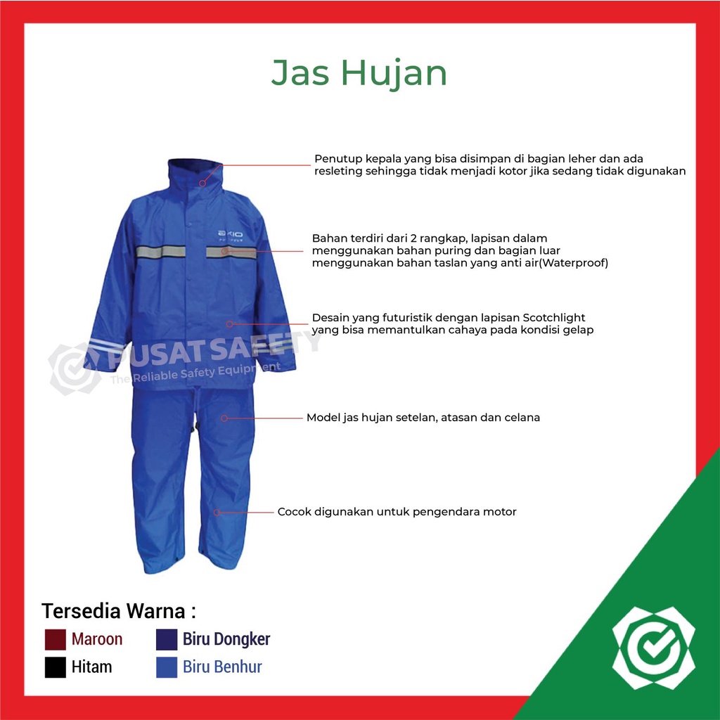 Jas Hujan Axio Setelan Raincoat Tebal Anti Rembes