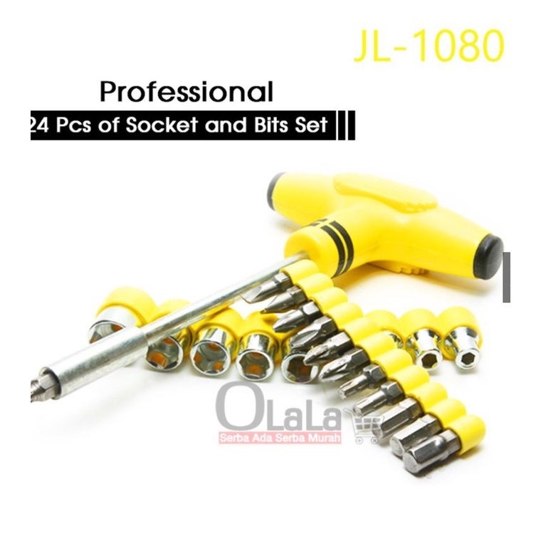 Obeng Kunci Sock T Plus Palu 20 in 1 Screwdriver Tools - Kuning JL-1080