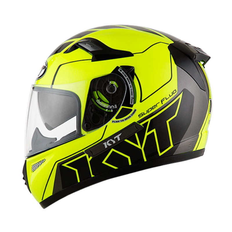 HM-1848 Kyt K2 Rider Super Fluo Edt #1 Helm Full Face - Yellow Fluo Black Murah