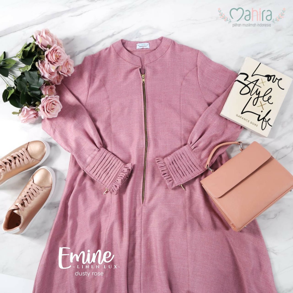 PRELOVED Gamis Linen Emine _ Dusty Rose S | Mahira Indonesia