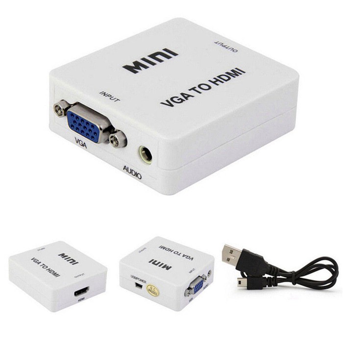 CONVERTER VGA TO HDMI WITH AUDIO BOX MINI -KABEL CONVERTER VGA TO HDMI - KABEL VG TO HDMI CONVERETER WITH MICRO USB POWER AUDIO