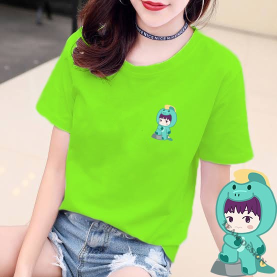 YOURSTYLE1119 - KAOS KARAKTER GREEN REX DINO BAJU KAOS WANITA DISTRO UNISEX OVERSIZE JUMBO KEKINIAN