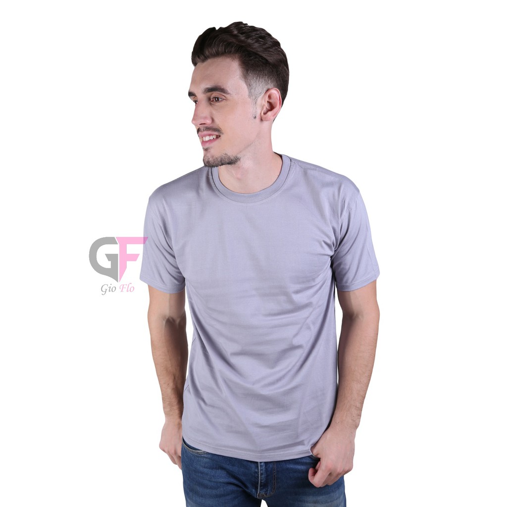GIOFLO Baju Simple Modis T Shirt Smart Casual Pendek Abu Muda / PLS 33