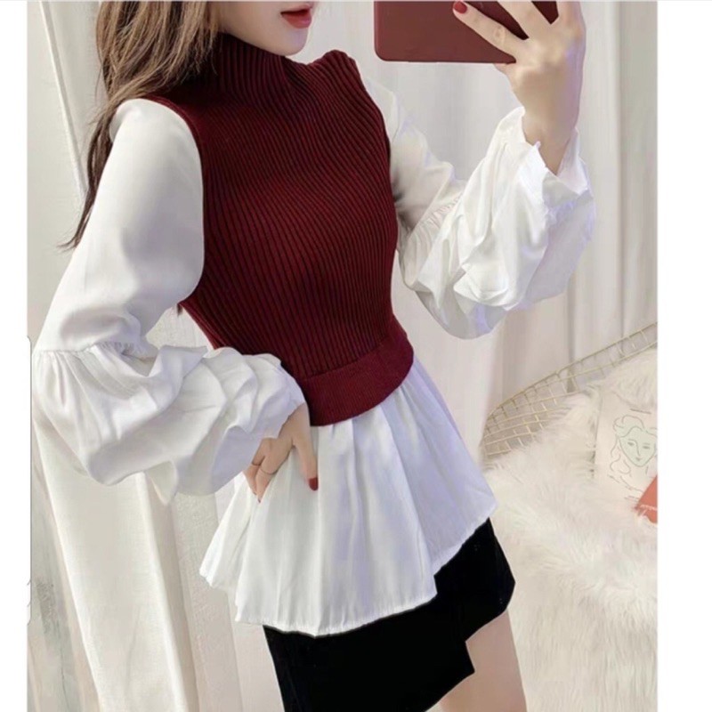 Blouse knit 2in1 import