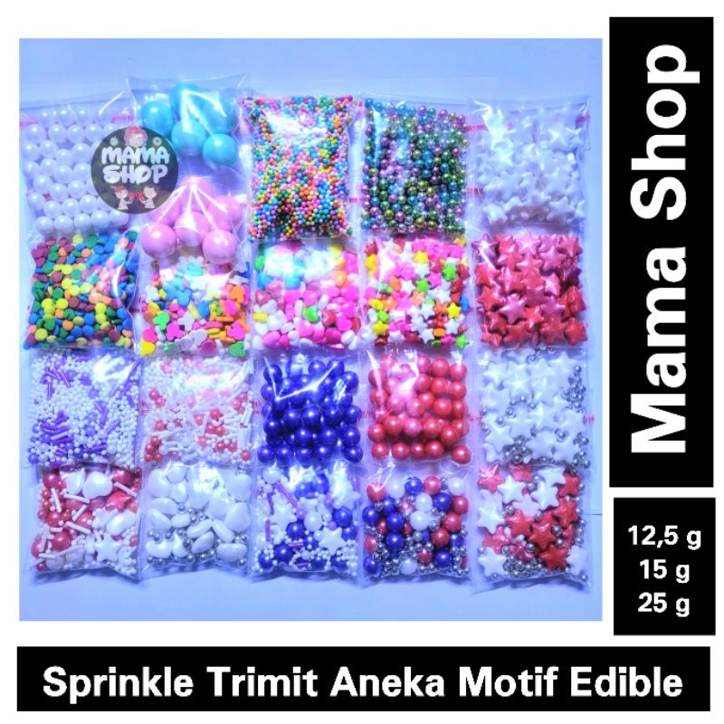 Spikle Trimit Sprinkle Hiasan Kue Cupcake Cakepop Bulat Star Mickey Mata Mutiara Pearl Gold Silver