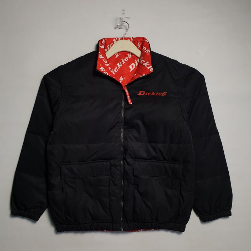 jaket vest dickies reversible down black red original