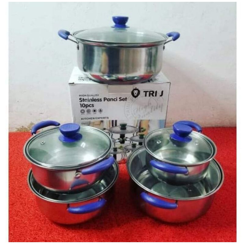 Panci susun set stainless gagang warna