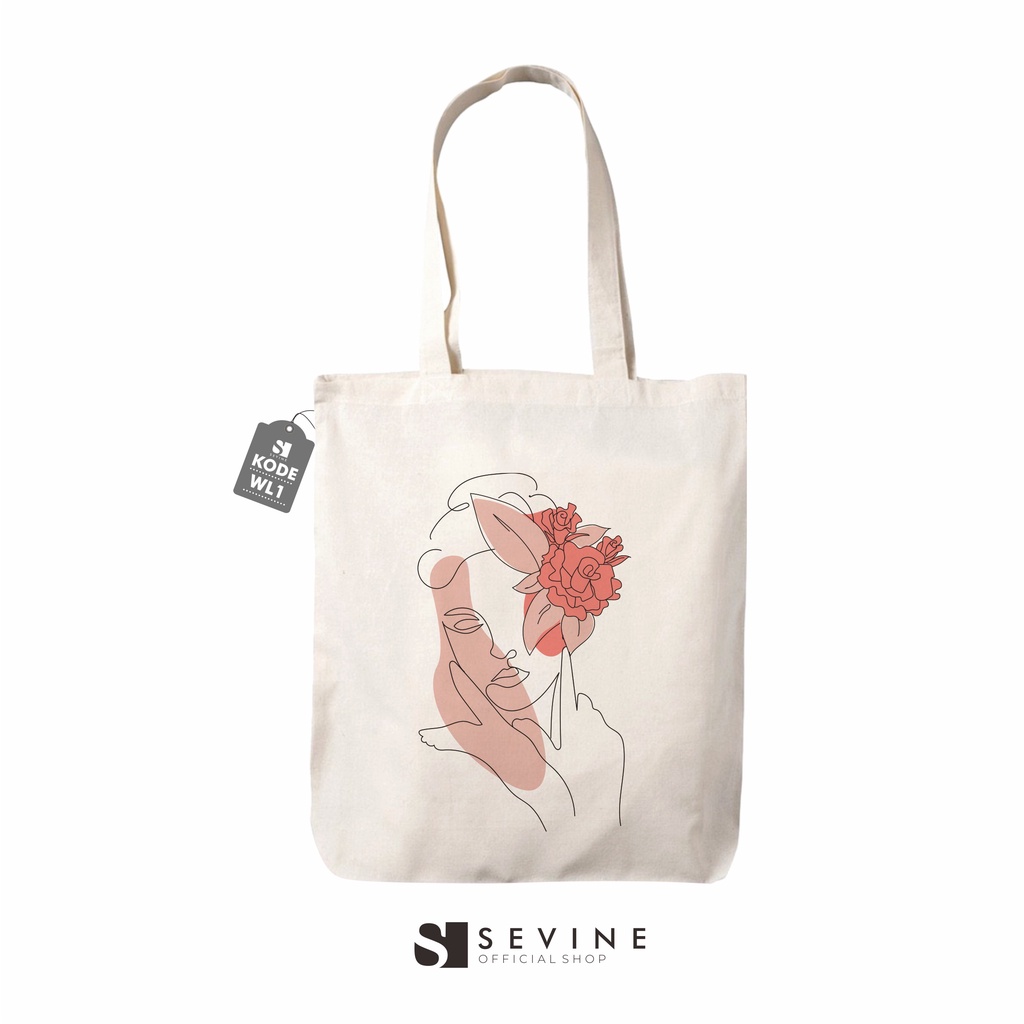 Sevine Totebag Tas Wanita Tote Bag Resleting Water Color Vintage Retro Custom - WL