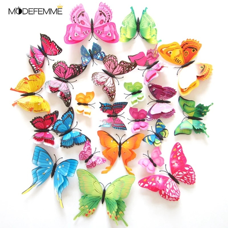 [ 3D double layer PVC Color simulation butterfly decoration For home living room  wedding  Children's Bedroom ]